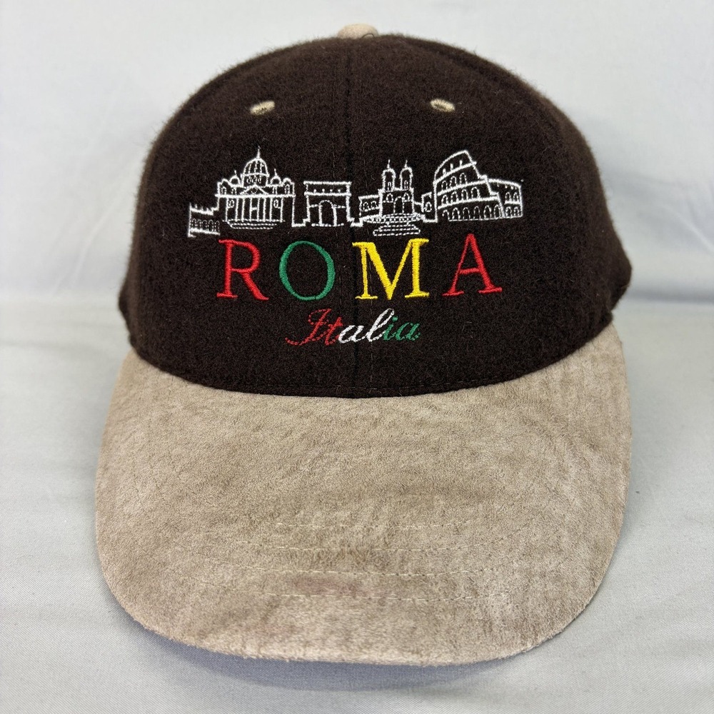Atlantis Roma Italia Souvenir Hat Unisex OSFM Brown Tan Embroidered Cap